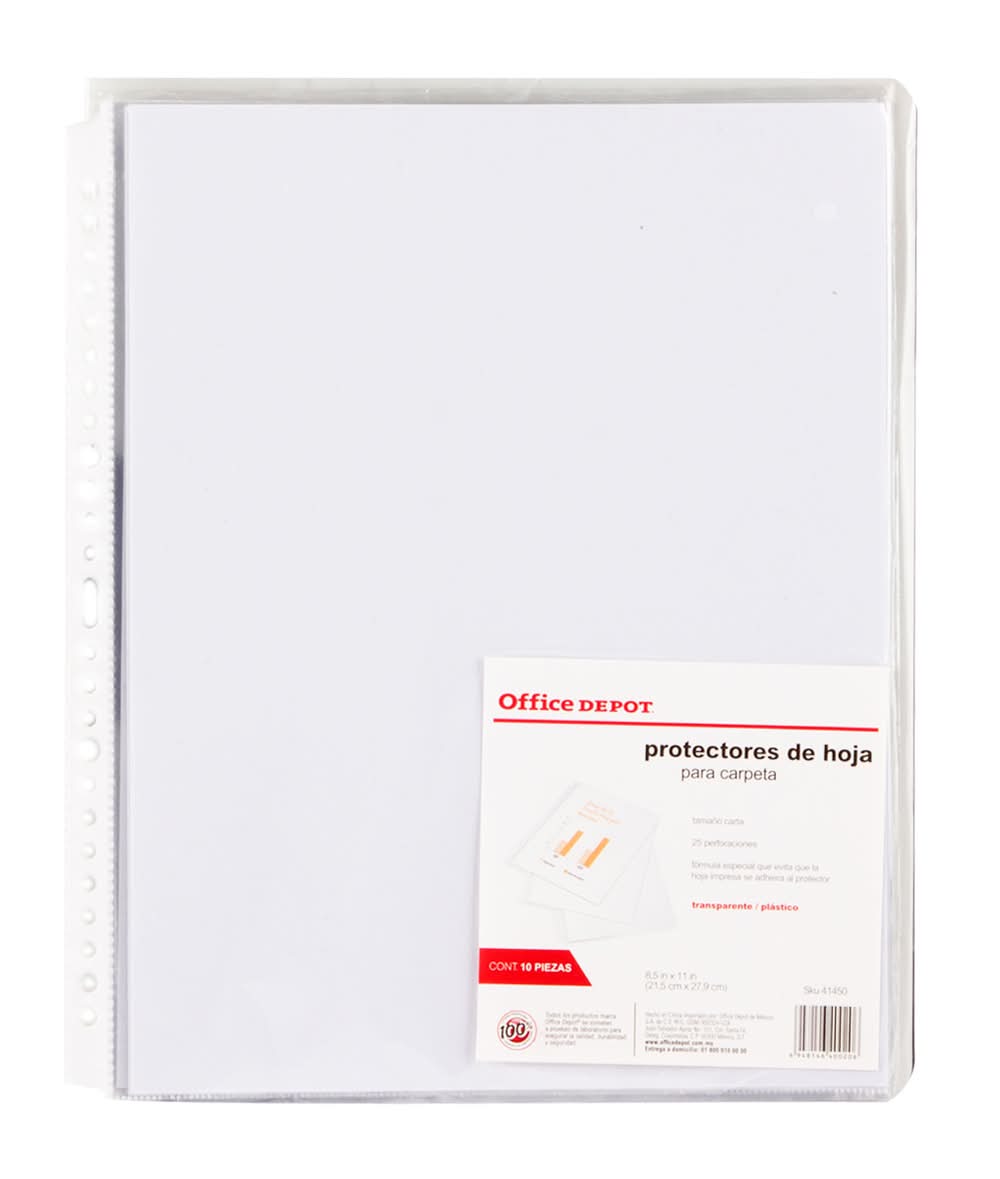 Office Depot · Protector de hojas transparente tamaño carta (50 g)