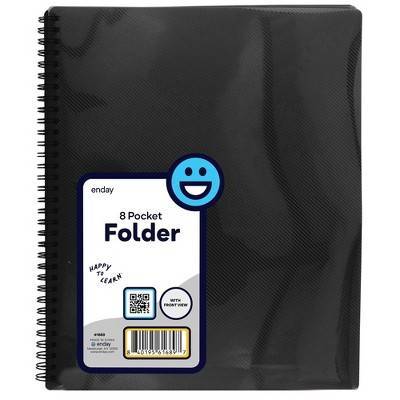 8 pocket folder with front view, Black