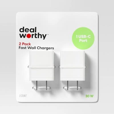 Dealworthy Single Port 30w Usb-C Fast Wall Chargers, White (2 ct)