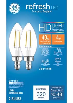 GE Household Lighting Refresh Led Decorative Light Bulbs, White (2 ct)