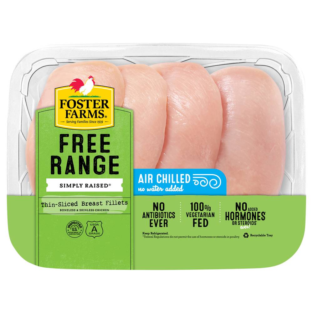 Foster Farms Simply Raised Chicken Breast, Thin Sliced, No Antibiotics Ever Per Pound