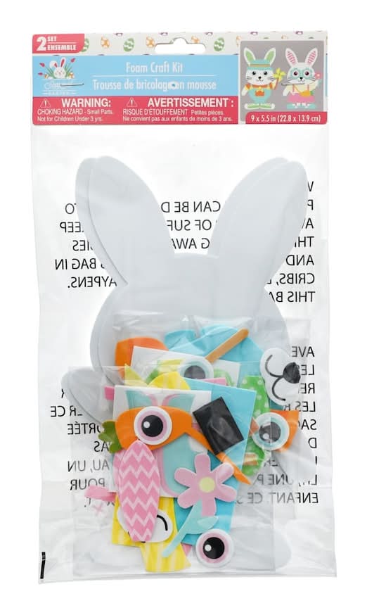 Seasonal Collection Easter Bunny Foam Craft Kit, 2-pc Pack.