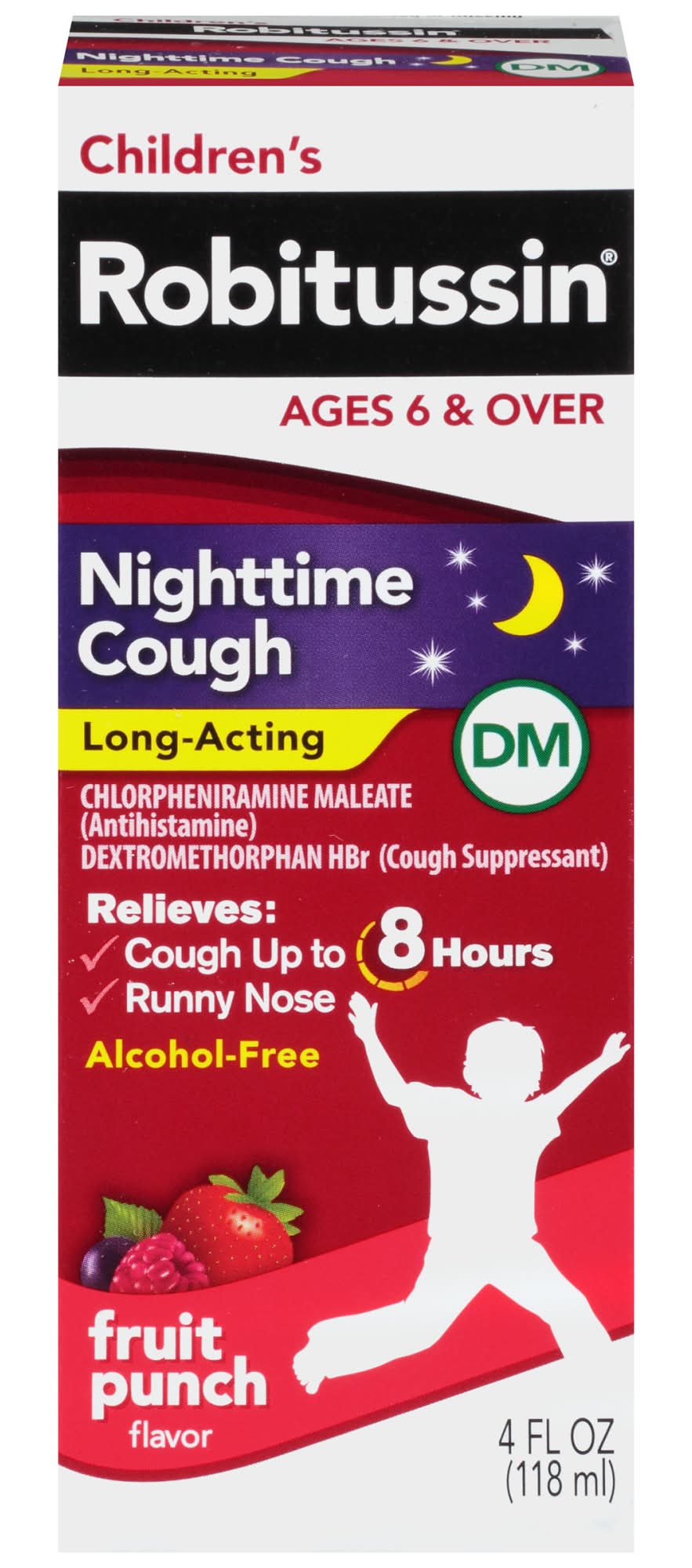 Robitussin Nighttime Cough For 6+ Years, Fruit Punch (4 fl oz)