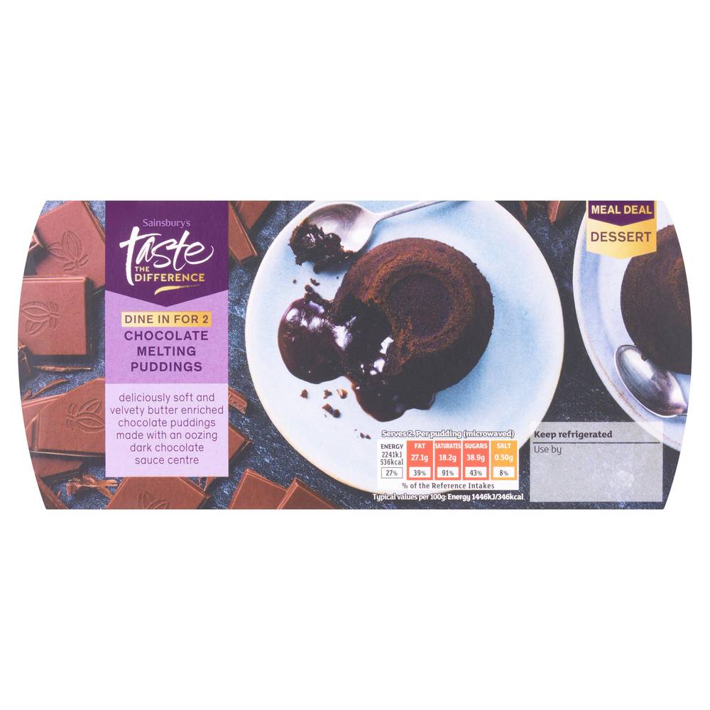 Sainsbury's Chocolate Melting Puddings, Taste the Difference 2x155g