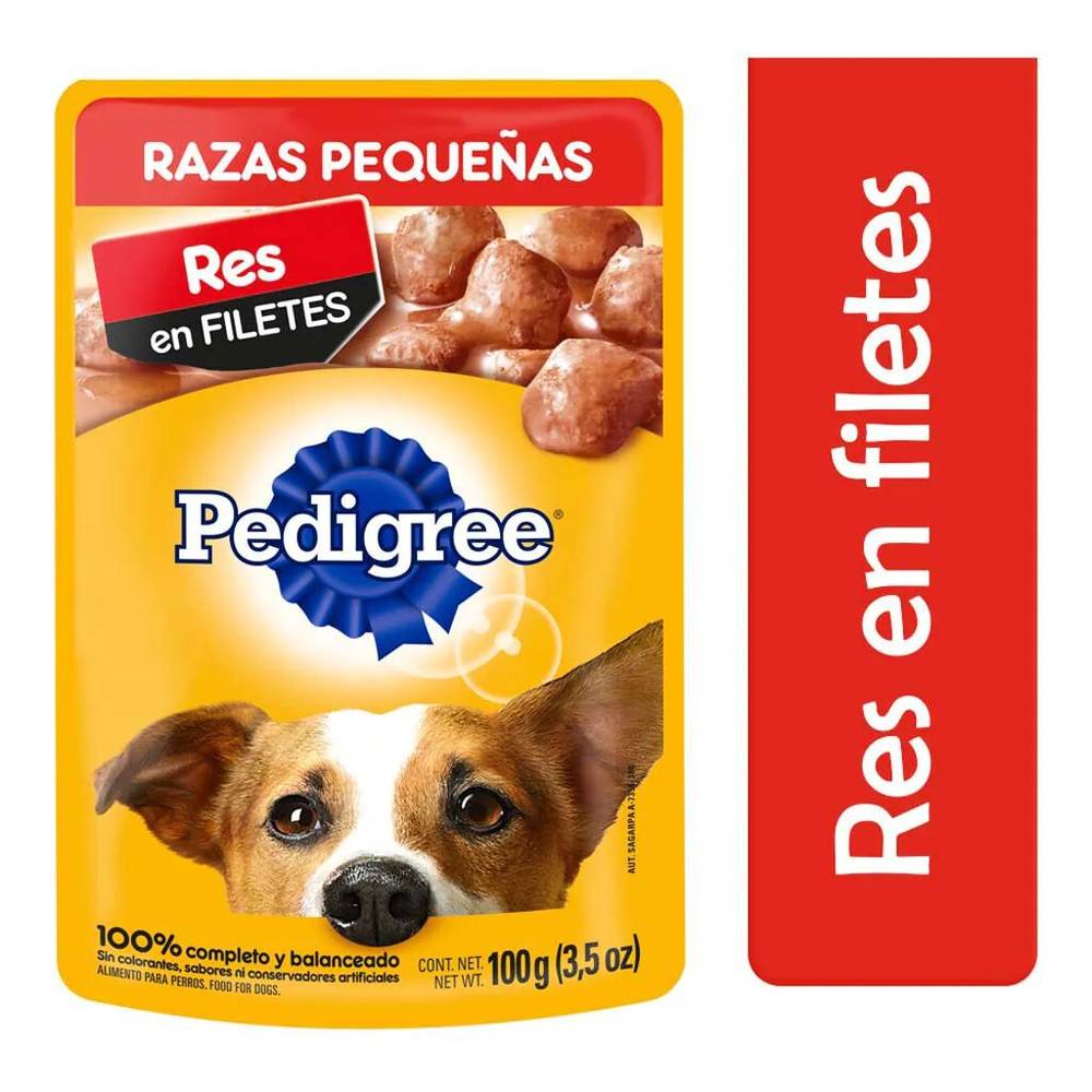 Pedigree alimento en filetes para perro (razas pequeñas/res)