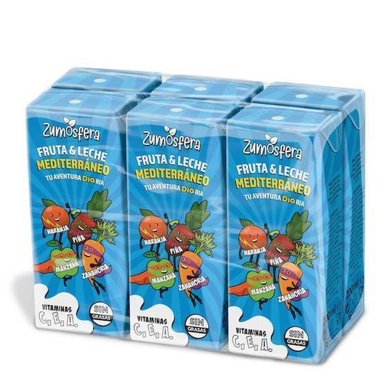 Bebida de frutas con leche mediterráneo Zumosfera brik 6 x 200 ml