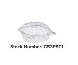 Dart Clear Seal - 53PST1 - Hinged Lid Plastic Container, 5x5x2 - 500 ct Pack
