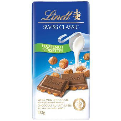 Lindt Swiss Classic Milk Hazelnut Chocolate Bar (100 g)