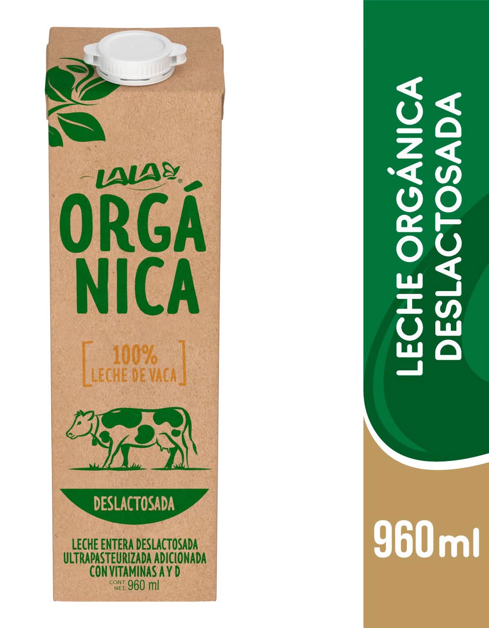 Lala · Leche de vaca orgánica entera deslactosada, ultrapasteurizada (960 ml)