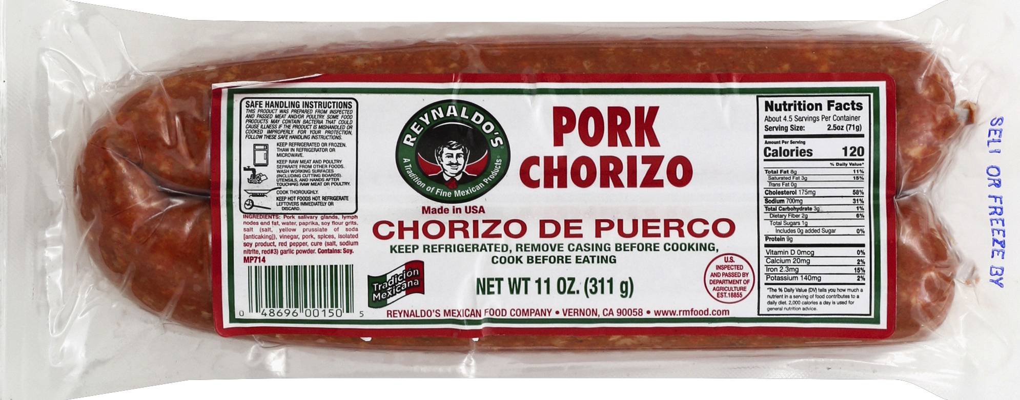 Reynaldo's Pork Chorizo (11 oz)