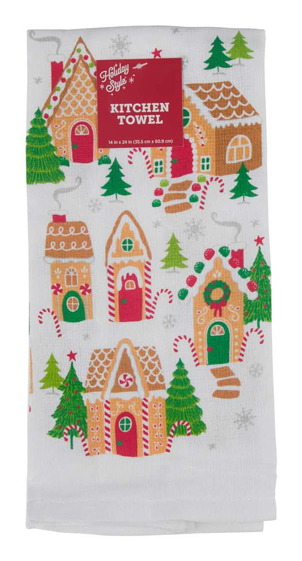Holiday Style Printed Christmas Kitchen Towel 14 In X 24 In Assorted