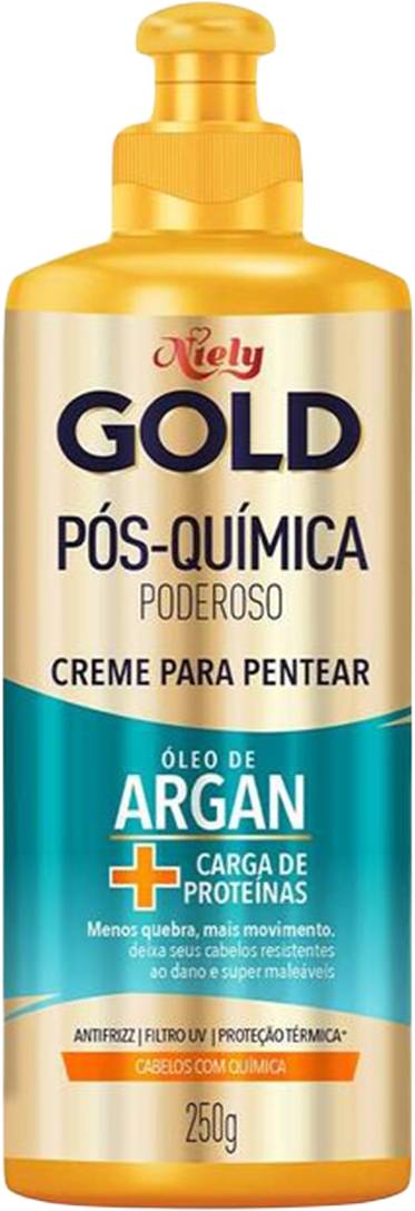 Niely creme para pentear pós-química gold óleo de argan