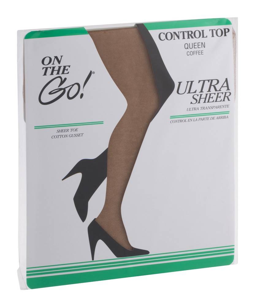 On the Go! Ultra Sheer Control Top Pantyhose Queen Coffee