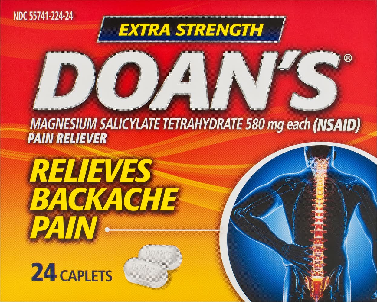 Doan's Extra Strength 580 mg Pain Reliever Caplets (1.6 oz)
