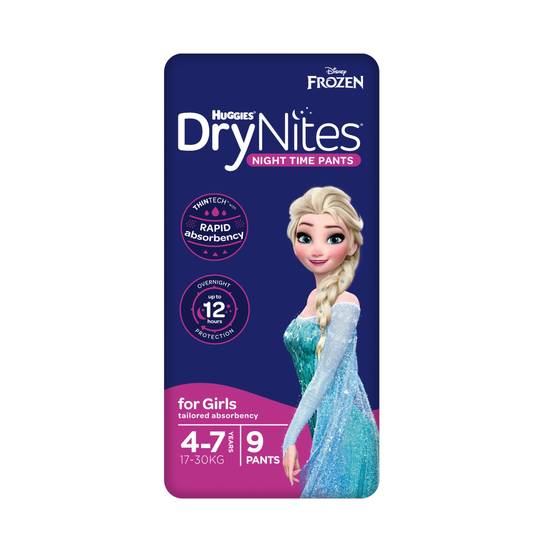 Drynites Night Time Pants For Girls 4-7 Years (17-30kg) 9 pack