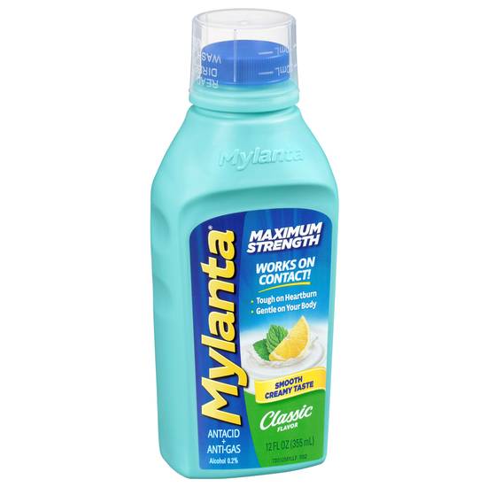 Mylanta Antacid + Anti-Gas Classic Flavor Liquid (12 fl oz)