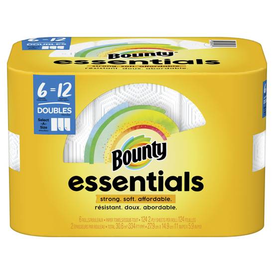 Bounty Essentials Select-A-Size Paper Towels - White, 6 Double Rolls