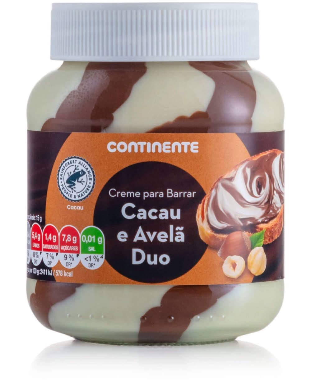 Creme Duo para Barrar Cacau e Avelã Continente (emb. 400 gr)