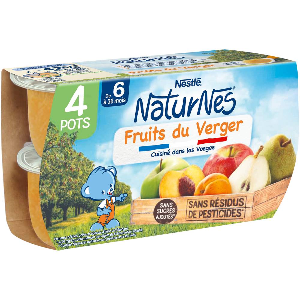 Nestlé - Naturnes purée bébé fruits du verger, dès 6 mois (520g)