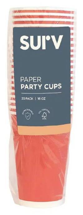 Red Paper Cups 16OZ 20 pack