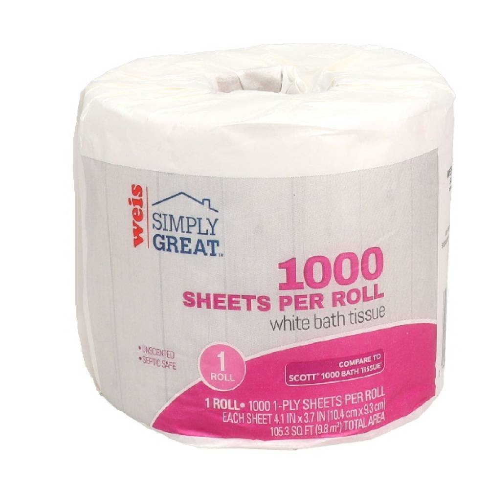 Weis Simply Great Bathroom Tissue - 1000 Sheets 1 Ply