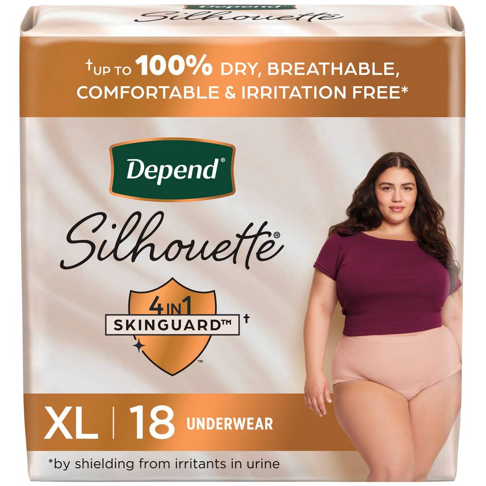 Depend Silhouette Adult Incontinence and Postpartum Underwear, Women, XL, Pink (18 ct)