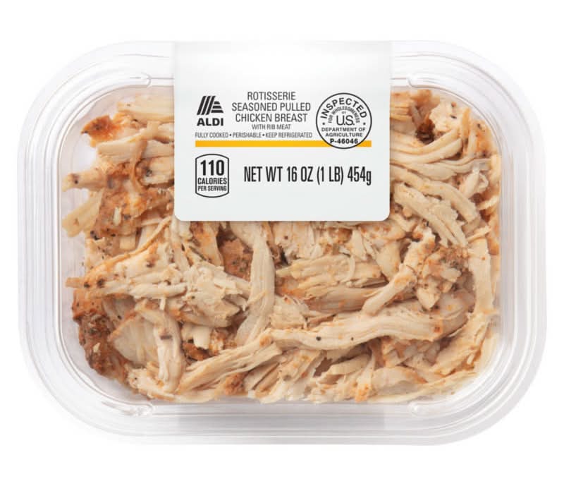 Aldi Rotisserie Seasoned Pulled Chicken Breast With Rib Meat (16 oz)