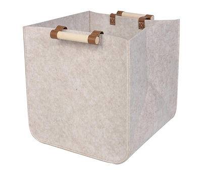 13" Oatmeal Felt Fabric Bin