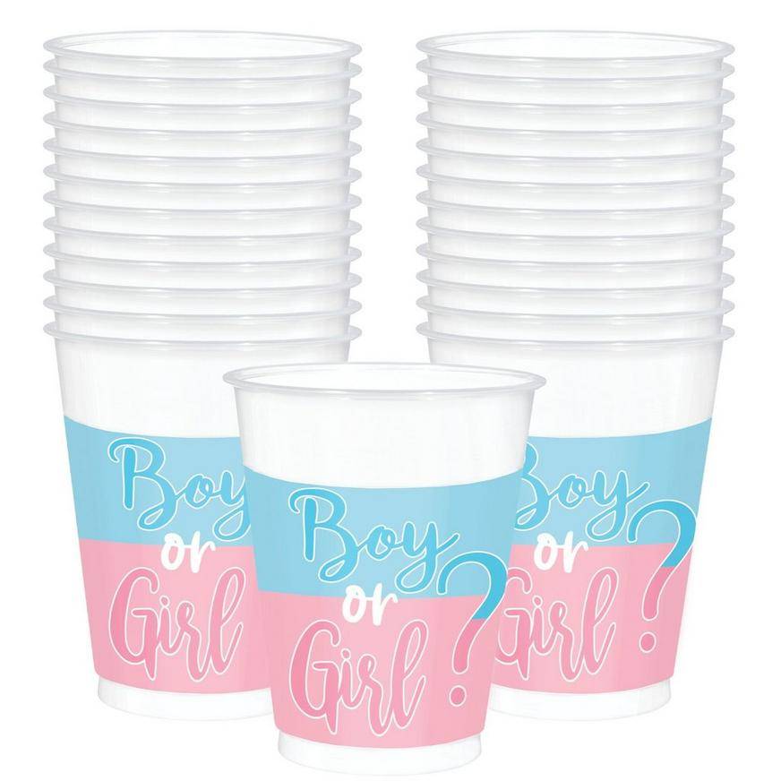 Boy or Girl? Gender Reveal Plastic Cups, 16oz, 25ct - The Big Reveal