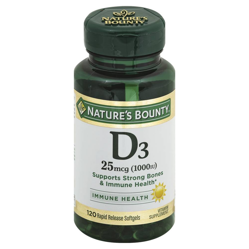 Nature's Bounty Vitamin D3 25 Mcg Rapid Release Softgels (3.2 oz)