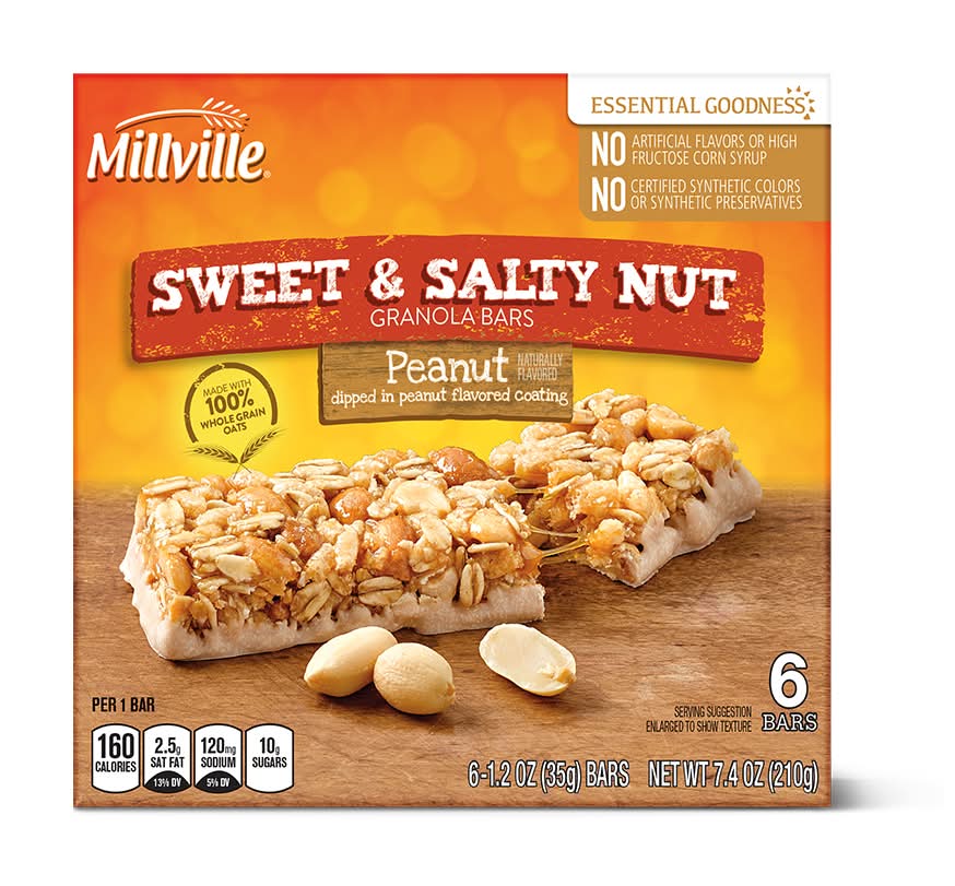 Millville Sweet & Salty Nut Granola Bar, Peanut (6 x 1.2 oz)