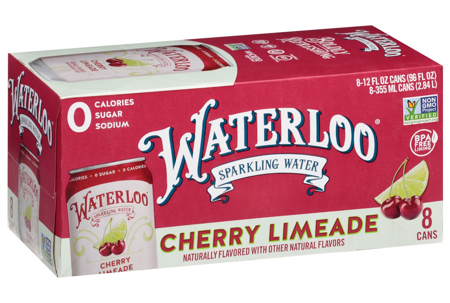 Waterloo Sparkling Water, Cherry Limeade (8 x 12 fl oz)