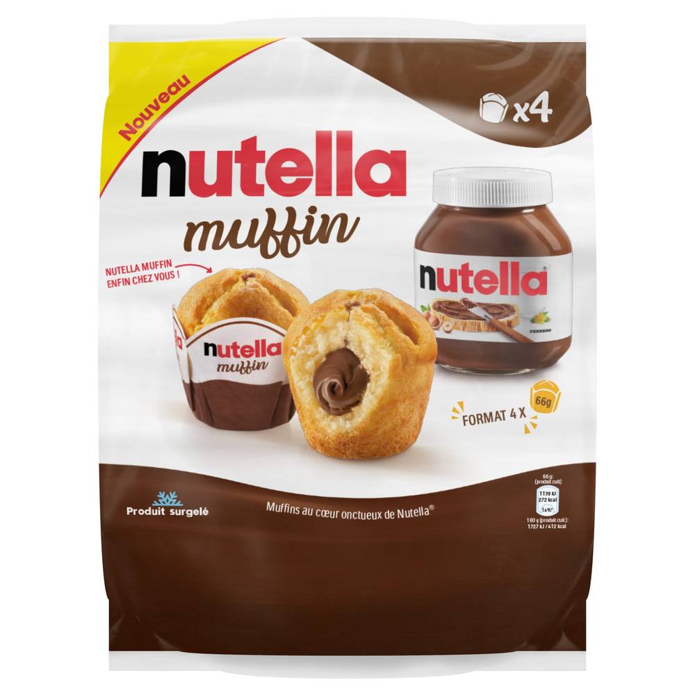 Muffins Fourrés à la Pâte à Tartiner aux Noisettes et au Cacao  NUTELLA - le sachet de 4 pièces