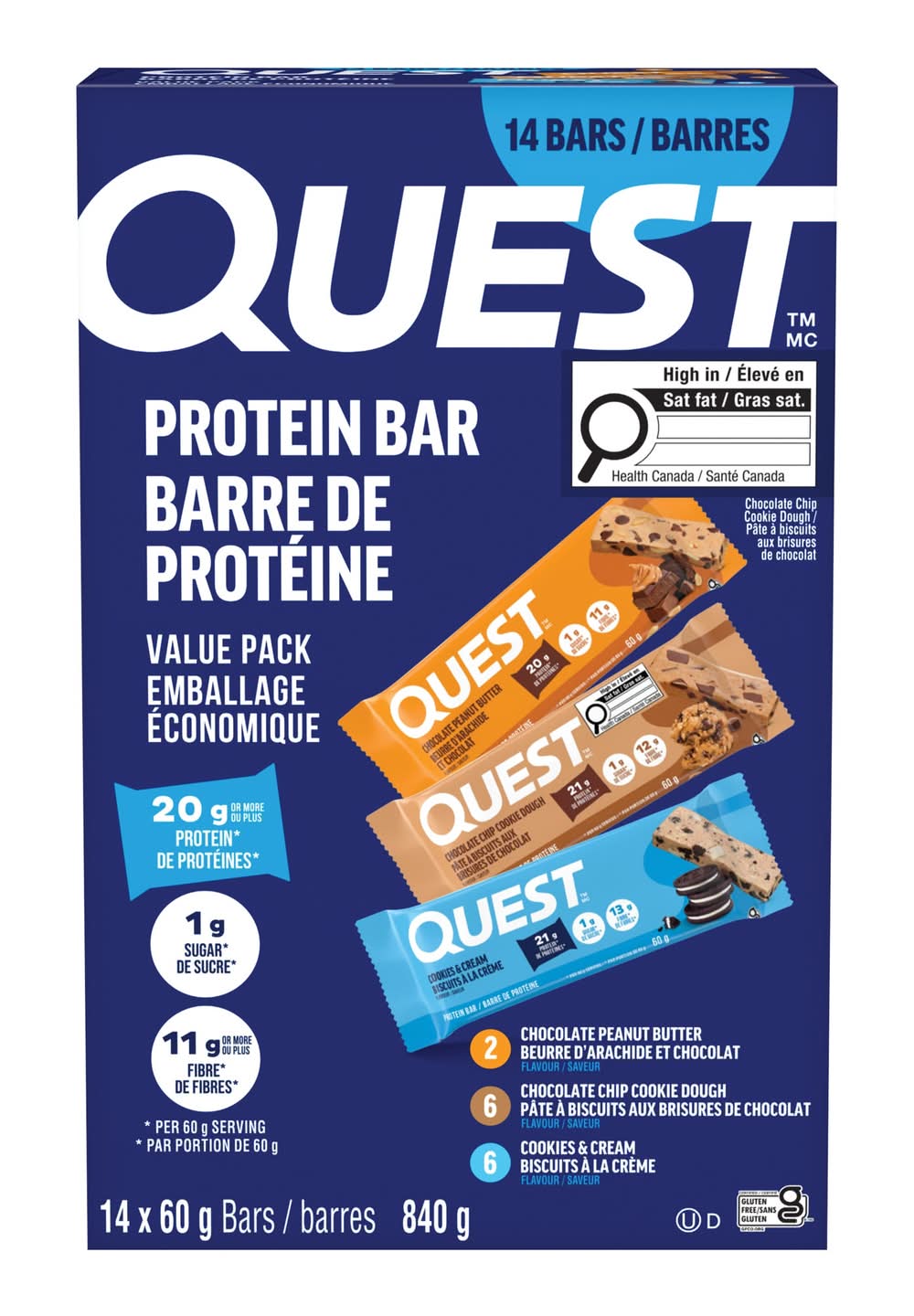 Quest - Barre, 14 X 60 G / Quest Bars, 14 X 60 G