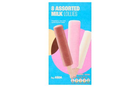 Asda Assorted Milk Lollies 8 x 35ml (280ml)