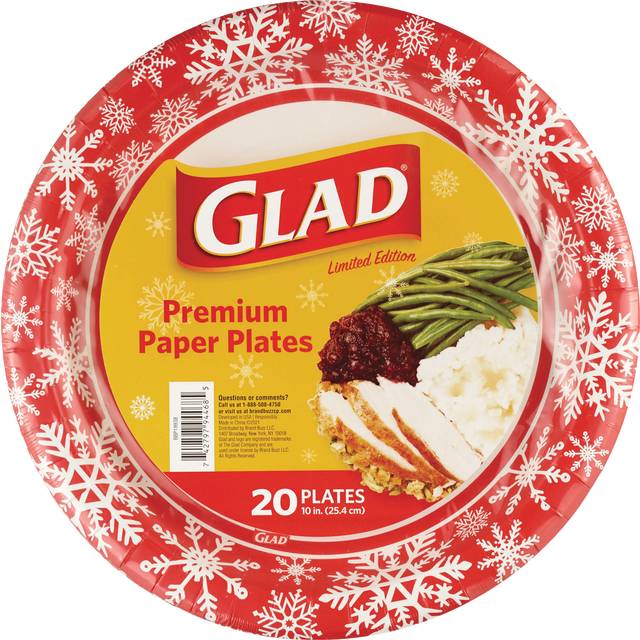 Paper Plates 10in 20ct Red Snwflke