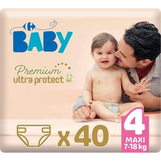 Carrefour Baby - Couches bébé premium ultra protect 7 à 18 kg (taille 4)