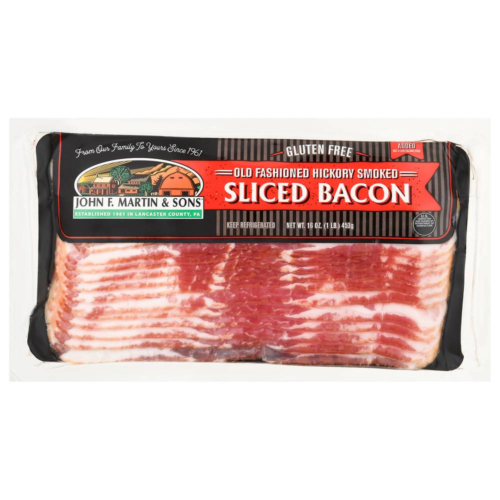 John F. Martin & Sons Old Fashioned Sliced Bacon, Hickory Smoked (1 lbs)