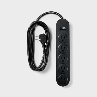 Heyday 5-Outlet Power Strip Extension Cord, 6 ft, Black