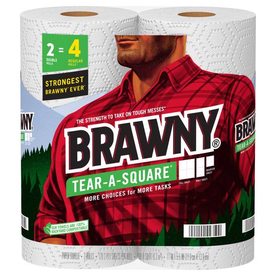 Brawny Double Rolls Tear-A-Square Paper Towels (2 ct)
