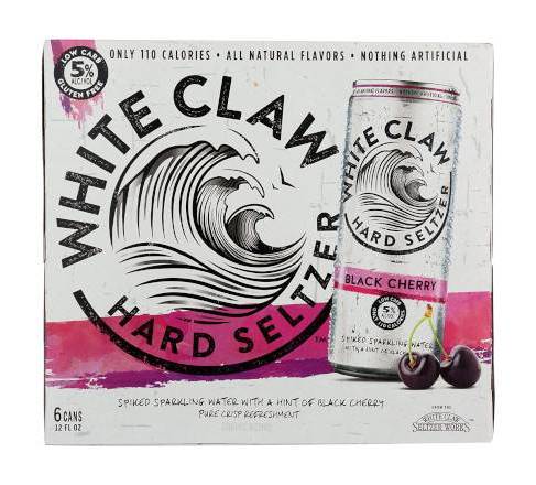 WHITE CLAW SELTZER BLACK CHERRY, 6PACK-12OZ CAN (5.00% ABV)