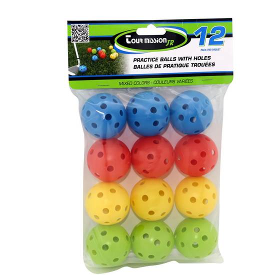 Tour Mission Golf Practice Balls With Holes Mixed Colors (12 units)