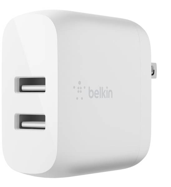 Belkin 24-Watt Dual Port USB-A Wall Charger With USB-A Lightning Cable, 1M/ 3.3 Ft, White