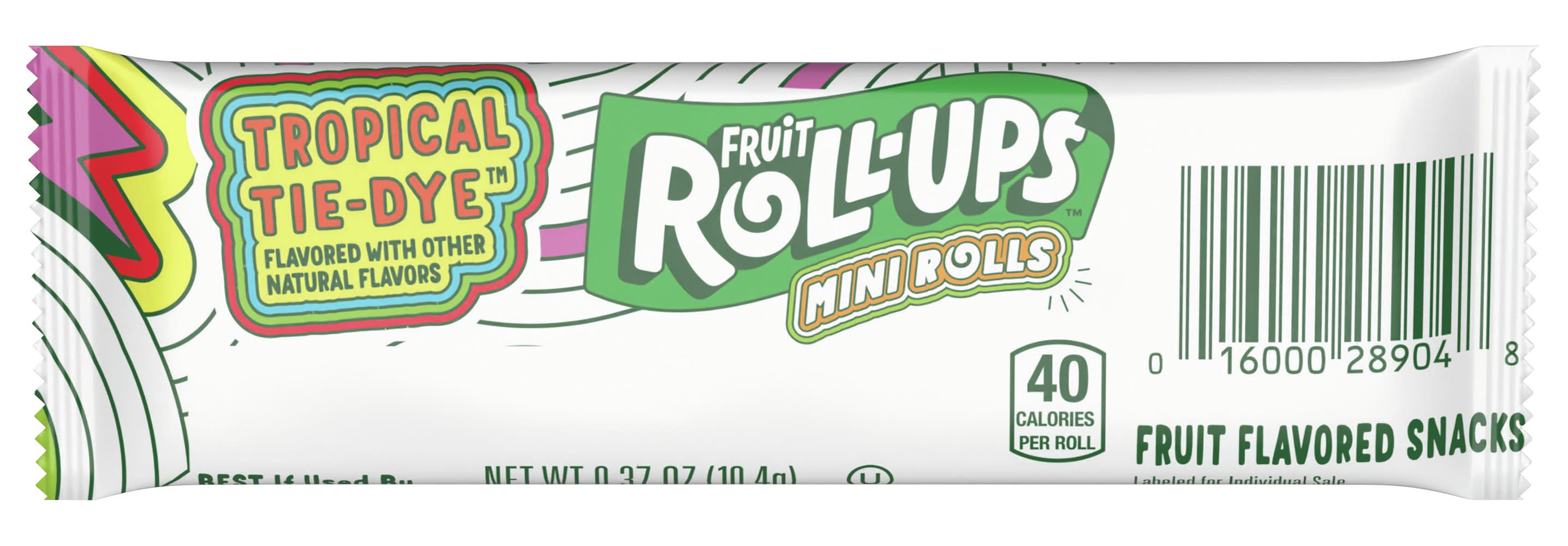 Fruit Roll-Ups Tie Dye Fruit Mini Roll Ups, Tropical (0.37 oz)