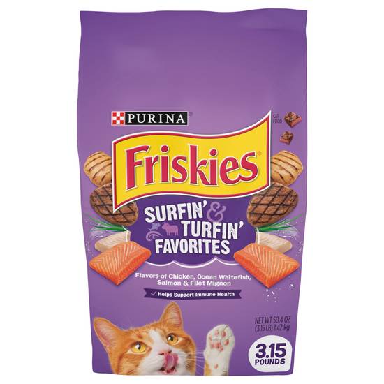 Purina Friskies Dry Cat Food Surfin & Turfin Favorites (chicken, ocean whitefish, salmon,fillet mignon)