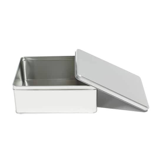 Medium Square Silver Tin Container By Celebrate It