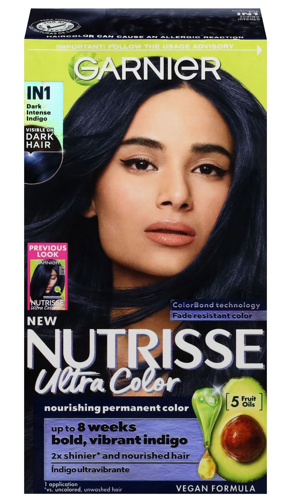 Garnier Nutrisse Nourishing Ultra Creme Permanent Hair Color, Dark Intense Indigo In1