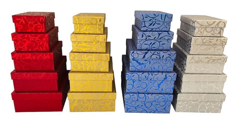 Glitter Gift Box With Lid, Assorted Colors, 5-pc Pack.