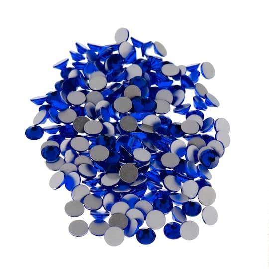 Bead Landing Glass Flatback Rhinestones, Sapphire