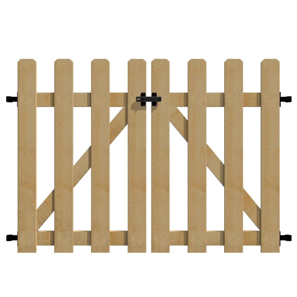 YARDLINK 2.83-ft x 3.6-ft Brown Dog Ear Spaced Picket No Dig Wood Fence Gate | 820439S